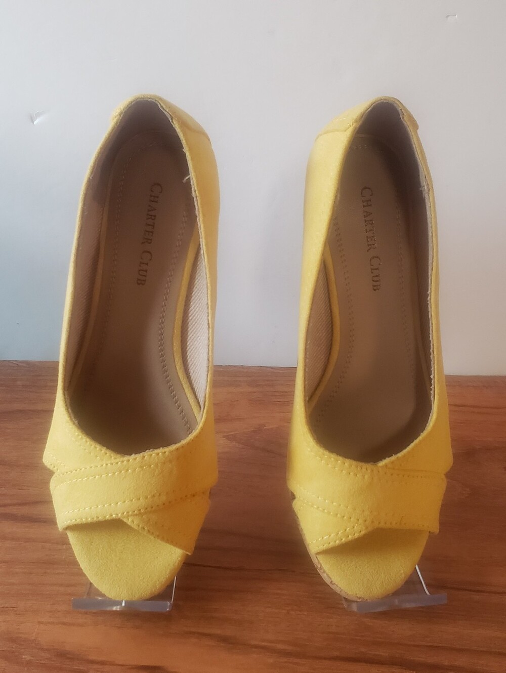 Charter Club "Toniiem" Yellow Suede Cork Wedge Sandal, Size 5.5M, NIB